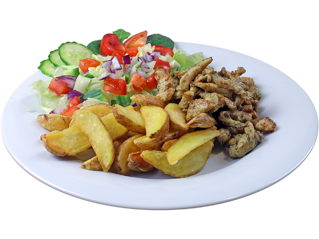 Gyros tál (hasábburgonyával)